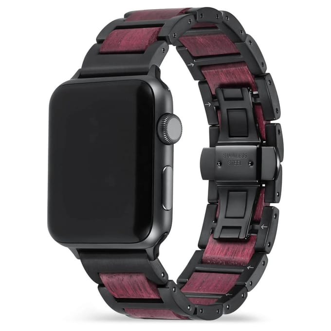 Apple Watch-bandje - Amaranthout en zwart staal 38-41 mm
