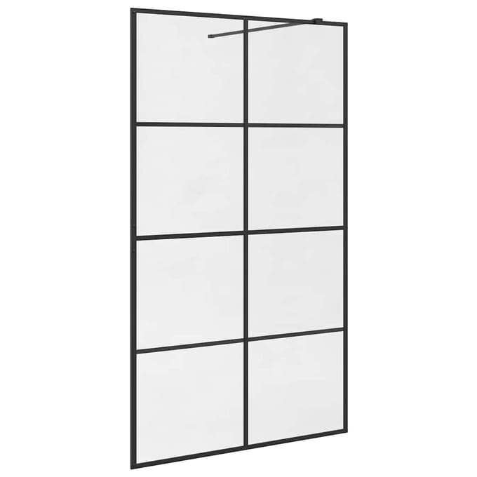 vidaXL - Inloopdouchewand - 115x195 - cm - ESG-glas - transparant - en - zwart