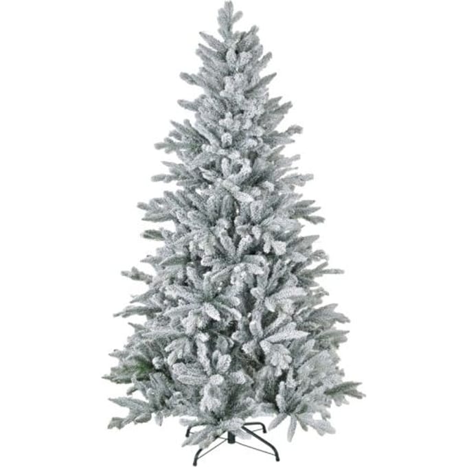 Sapin de Noël - MUVOE - 180 cm - Enneigé - Matériaux ignifuges - Support métal vert