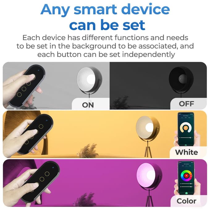 Tuya Wifi Zigbee Intelligente draadloze scène-aanraakschakelaar Home Light-afstandsbediening 2.5D zwart