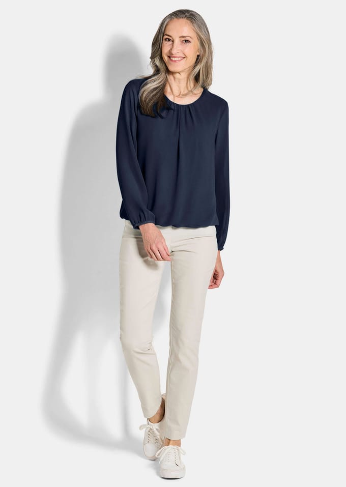 Elegante blouse van chiffon - marine - Gr. 52 van Goldner Fashion
