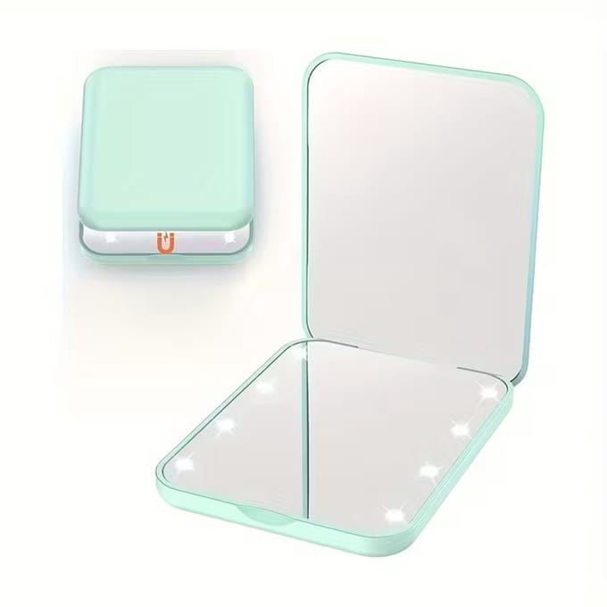 GEAR3000® make-up spiegel met verlichting - LED - 3x vergroting - compacte reis spiegel groen