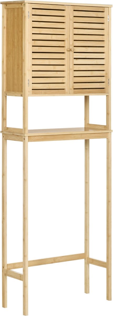 Kleankin-Boven het toiletkastje-Bamboe-60x23x173cm-Natuurlijk hout