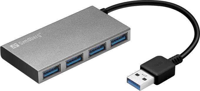 Sandberg USB 3.0 Pocket Hub - hub - 4 poorten USB hub - 4 - Zilver