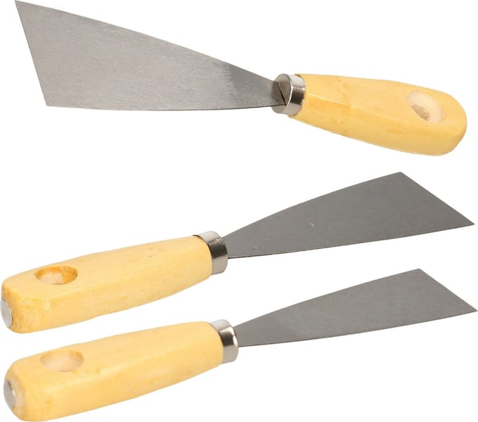 Bruder Mannesmann Plamuurmessen set 3-delig - 40 mm - 50 mm - 60 mm - staal - hout