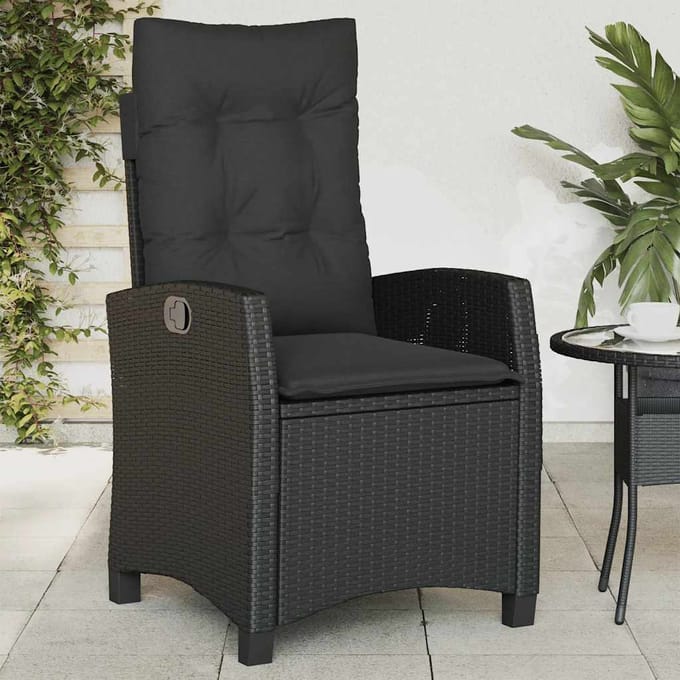 vidaXL - Tuinstoelen - 2 - st - verstelbaar - met - kussens - poly - rattan - zwart