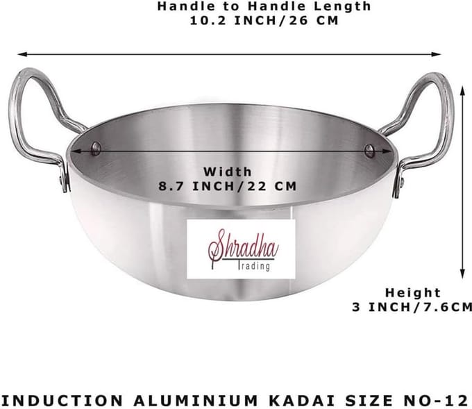 Aluminium Indiase Kadai - 12 Inch Kookpan met Handgrepen