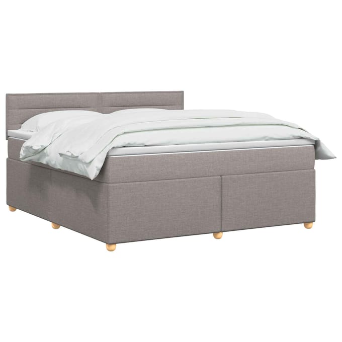 vidaXL - Boxspringbed - met - matras - met - hoofdeinde - Taupe - 140 - x - 200 - cm - Stof
