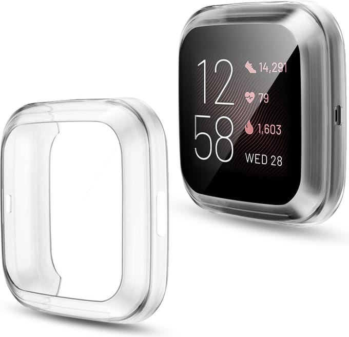 By Qubix - Geschikt voor fitbit Versa 2 Soft TPU case (volledig beschermd) - Transparant