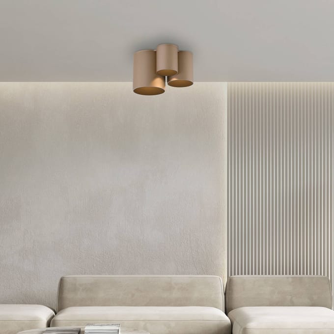 PURE LED badkamer plafondlamp Point, bronskleurig, 18 cm, 3-lamps.