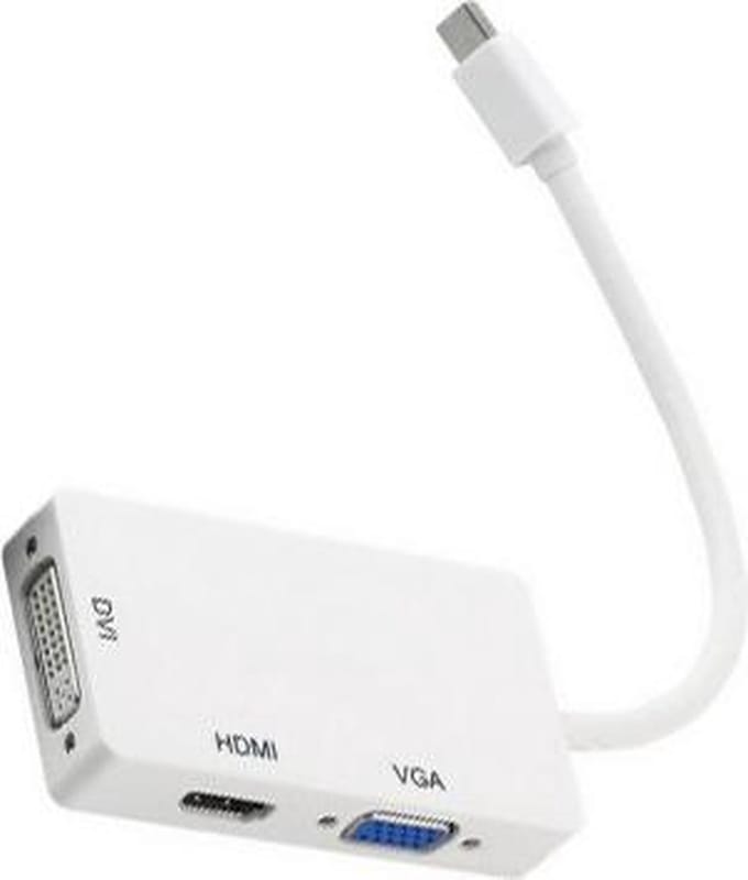 XIB Mini Displayport naar DVI, VGA en HDMI Kabel | Thunderbolt 3-in-1 adapter | Mini DP to DVI + VGA + HDMI - Wit