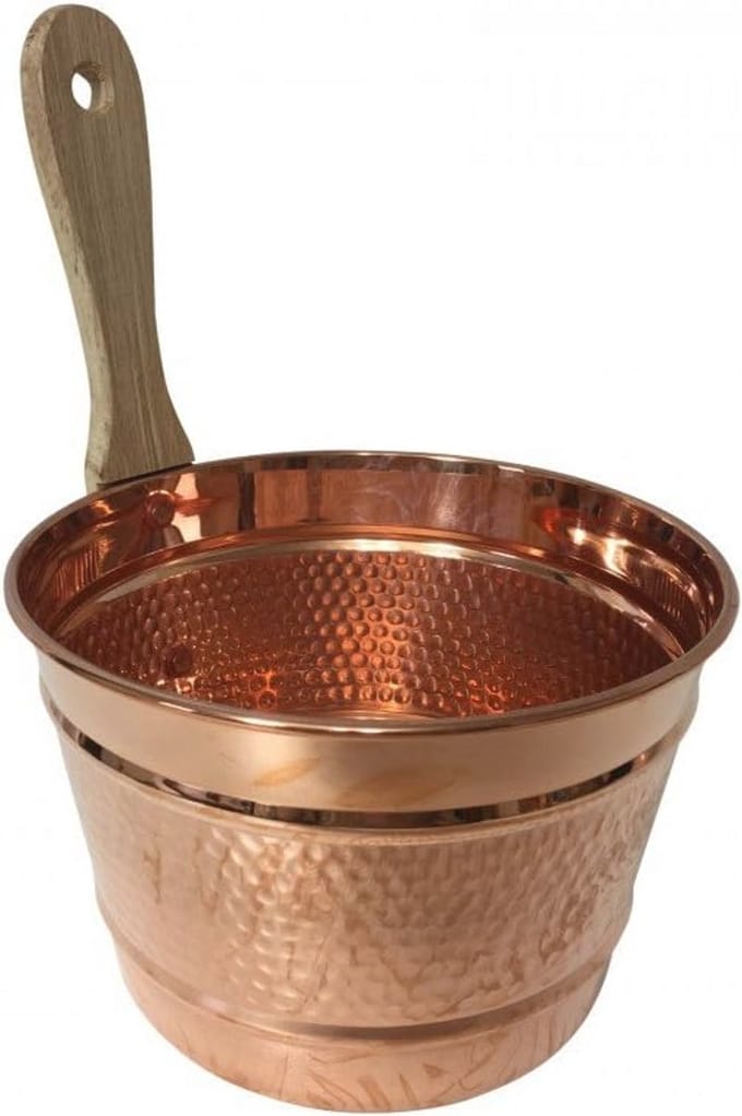 Opgietemmer van Koper met Houten Handvat voor de Sauna