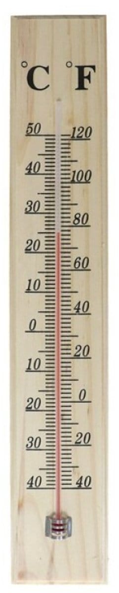Gerimport Thermometer - hout - 39 x 7 cm - naturel - tot 50 graden Celsius