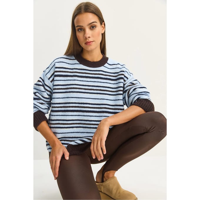 Oversized Gestreepte Gebreide Trui