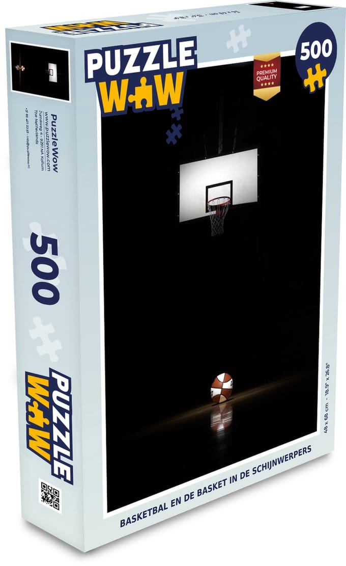 Puzzel Basketbal en de basket in de schijnwerpers - Legpuzzel - Puzzel 500 stukjes