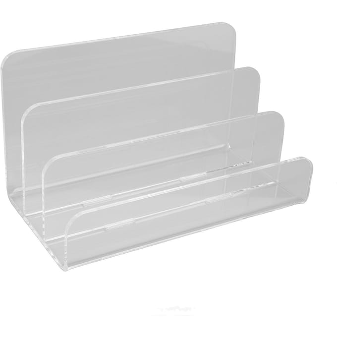 Organisateur de courrier à 3 compartiments Porte-lettres Acrylique transparent Porte-documents vertical pour bureau white