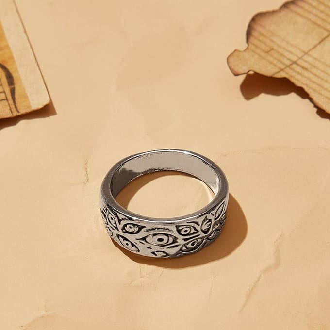 Accessoires Duivels Oog Ring Donker Academie Thema, Oog Persoonlijkheid Accessoires zilver