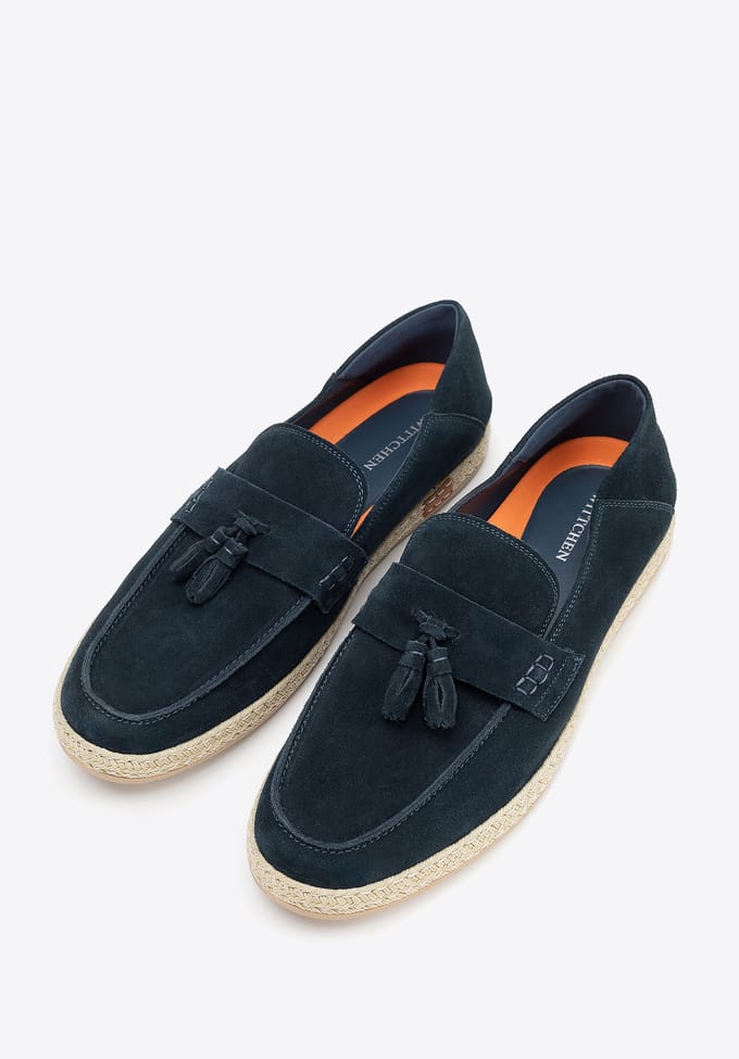 Wittchen Heren Suède Loafers met Kwastje, Marineblauw