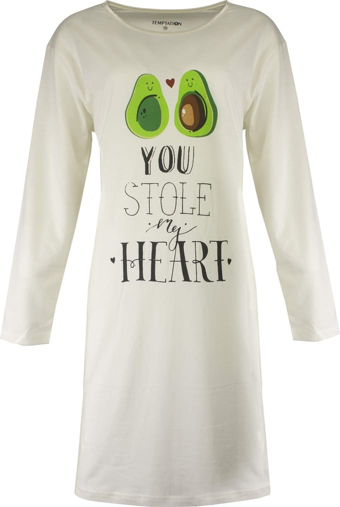 Temptation Dames Nachthemd - Bigshirt - Wit - Maat L