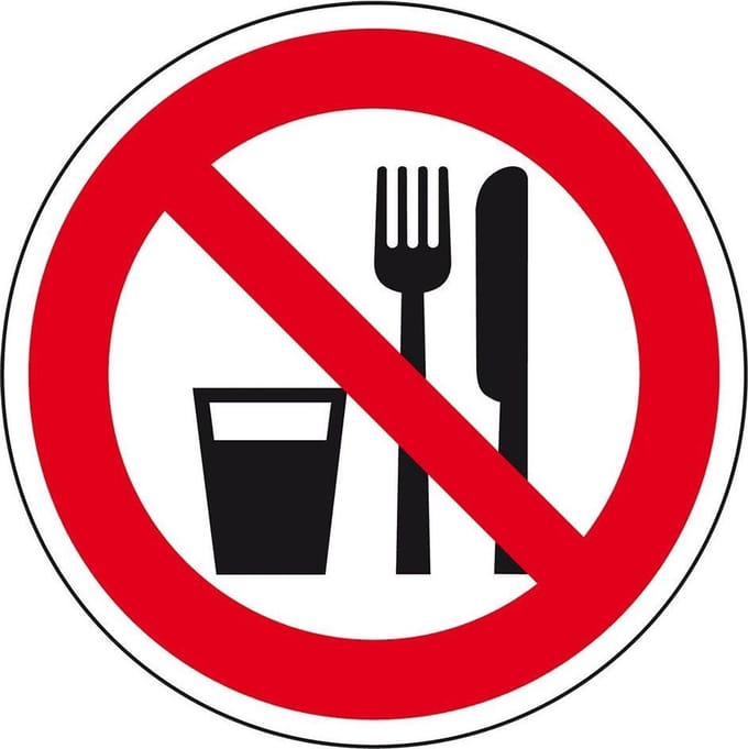 Eten en drinken verboden bord, kunststof 100 mm