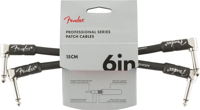 Fender Professional Patch Cable BLK 15 cm - Stereo patch kabel