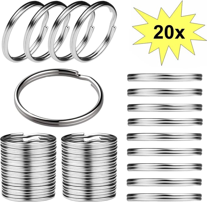 Fako Bijoux - Sleutelring - 25mm - Sleutelringen - RVS - Staal - Classic - Zilver - 20 Stuks
