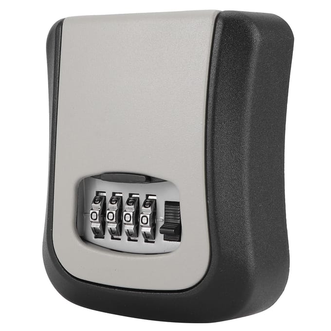 Boîte de sécurité murale extérieure à combinaison 4 chiffres avec serrure à clé et compartiment de rangement gray
