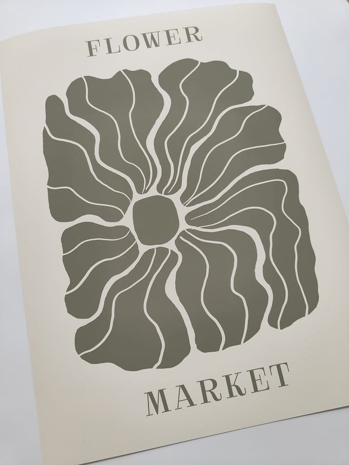 Abstracte Bloem Saliegroen Poster 30x40 cm