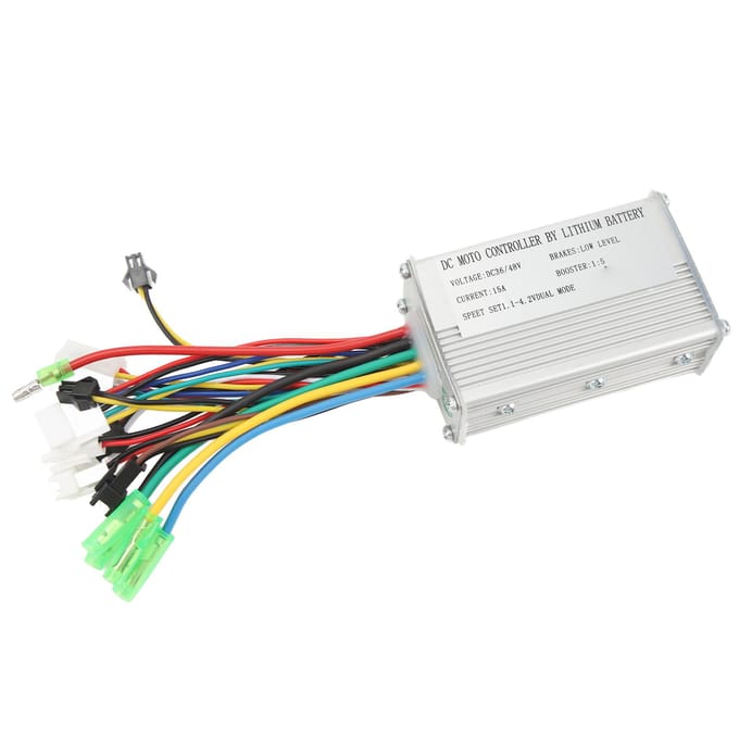 Elektrische Fiets Lithium Batterij Ombouwset 15A Controller met SM Connector Dubbele Lichtkabel gray