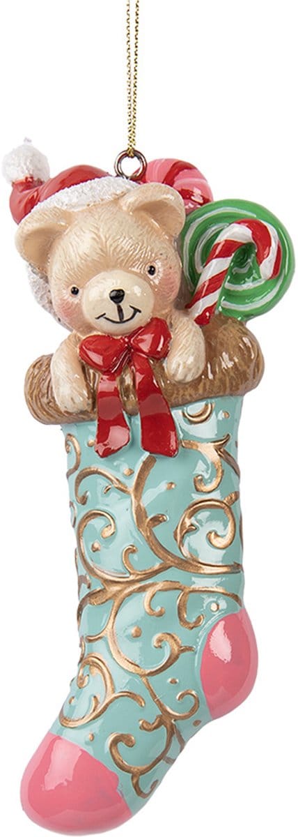 Clayre & Eef Kersthanger Laars 7x5x15 cm Groen Kunststof