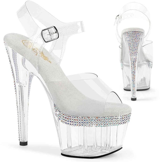 Pleaser - ADORE708PHRS Sandaal met enkelband - US 10 - 40 Shoes - Wit/Transparant