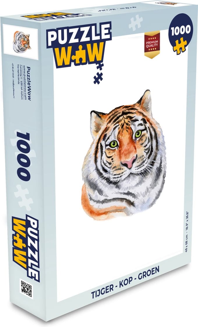 Puzzel Tijger - Kop - Groen - Legpuzzel - Puzzel 1000 stukjes volwassenen