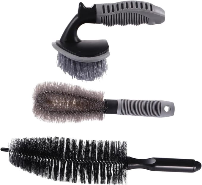 Velgen Borstel Set - Auto Poetsborstel - Auto Reinigen - Ergonomisch Ontwerp - 35x8CM - Zwart Grijs