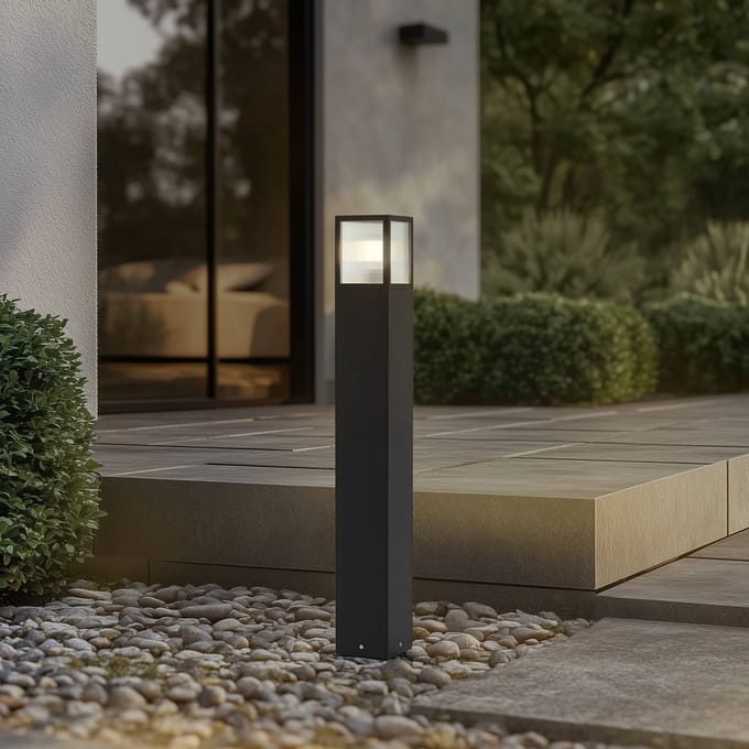 Lucande - Tuinpad verlichting - 1licht - Metaal - H: 90 cm - E27 - zwart