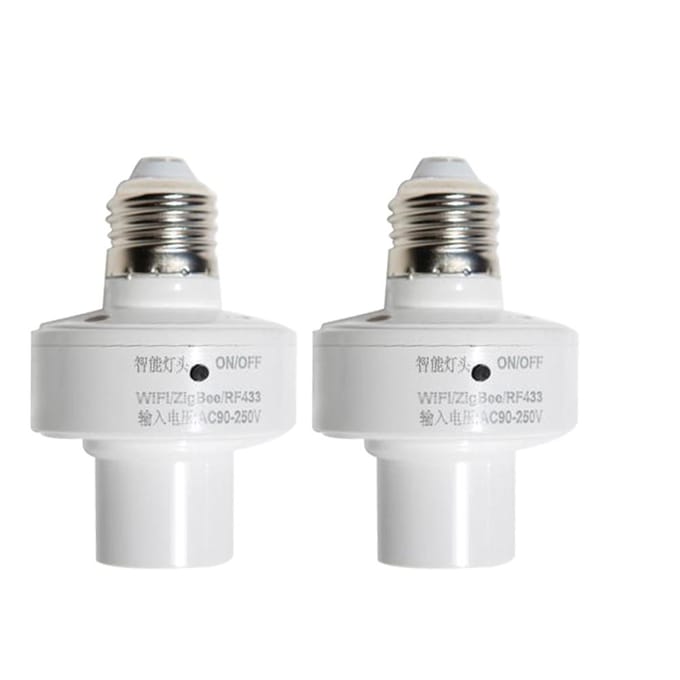 4 Stuks Slimme Lichtfitting WiFi Lamp Adapter App-bediening Smart Home Spraakbediening E27 Licht 2 packs wit