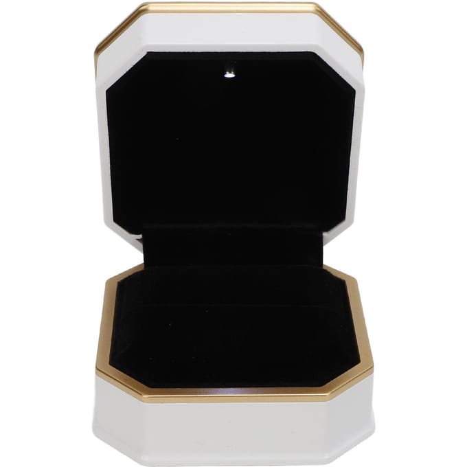 LED Licht Ringdoos Display Elegante Luxe Fluwelen Ringdoos voor Valentijnsdag Wit white
