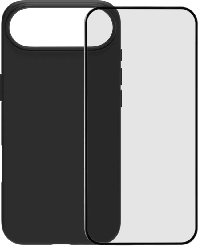 BlueBuilt Back Cover iPhone Air Zwart + BlueBuilt iPhone Air Screenprotector Glas