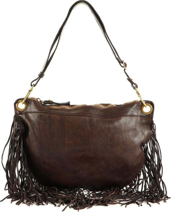 CAMPOMAGGI Leren Schoudertas Shoulder Bag Moro Donkerbruin