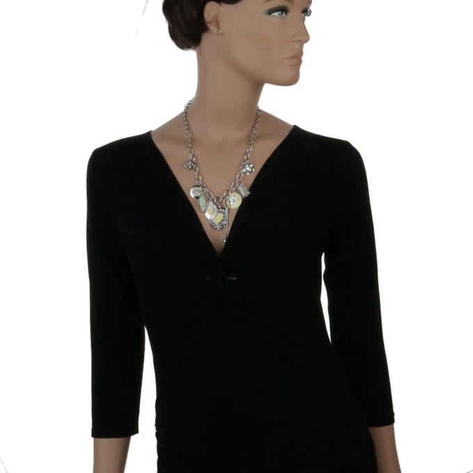 Behave - Ketting dames - Zilver kleur - Crème details - Hart - Bloemetjes - 50 cm