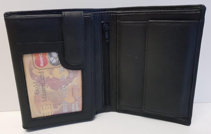 LD Heren Billfold - Portemonnee -  Hoog model - Zwart