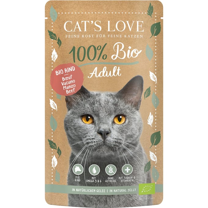6x100g Cat's Love Organic Beef Kattenvoer Nat
