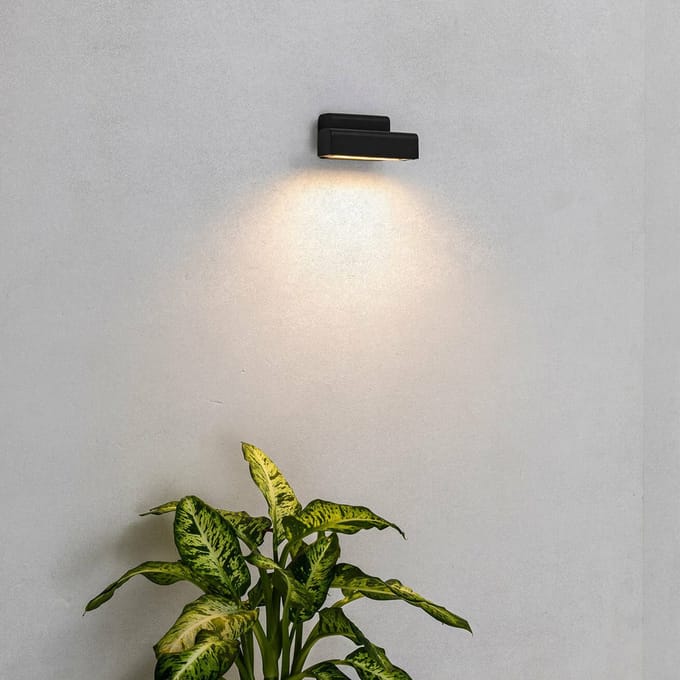FARO BARCELONA Balic LED buitenwandlamp, zwart, aluminium, breedte 15 cm