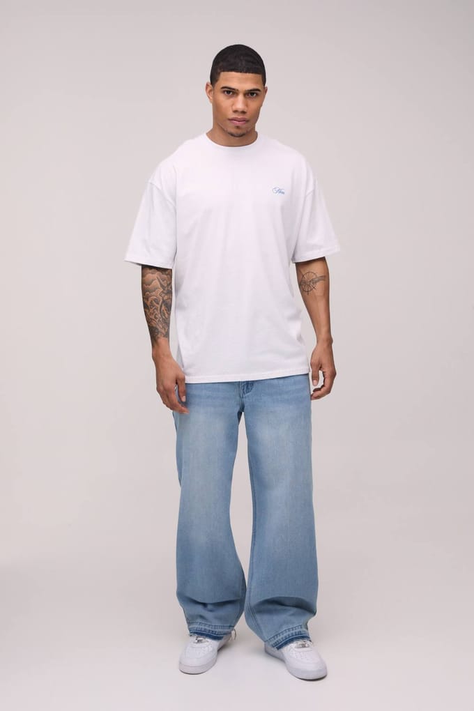 Oversized Kyoto Mountain Grafisch T-shirt | White | Size Medium