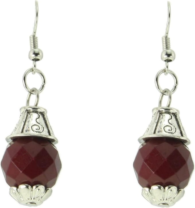 Behave - Oorhangers dames - Boho classic - Bordeaux - Zilverkleur - Nikkelvrij