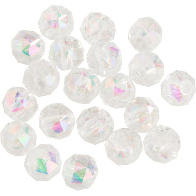 Glas geslepen kralen rond, 6 mm - Kristal AB