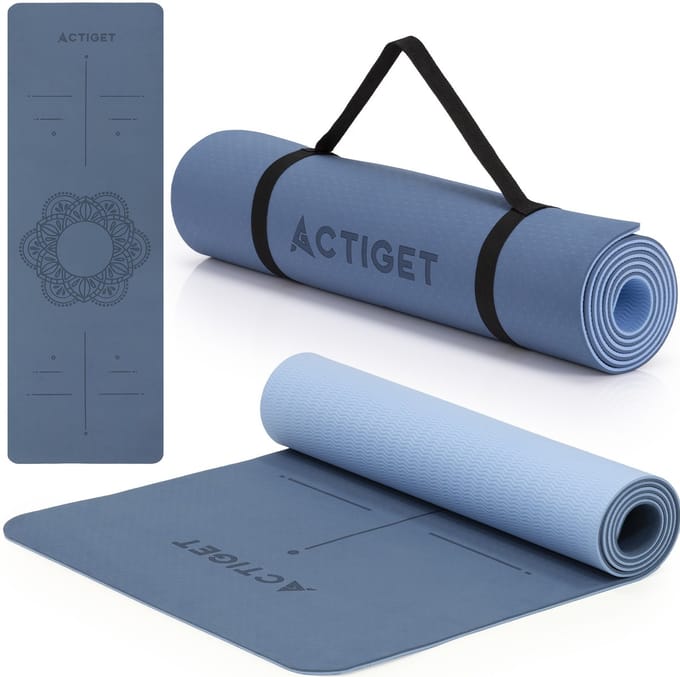 Actiget® Yogamat - Extra Dik - Inclusief Draagriem - 183 x 61x 0.6 CM - Blauw - TPE