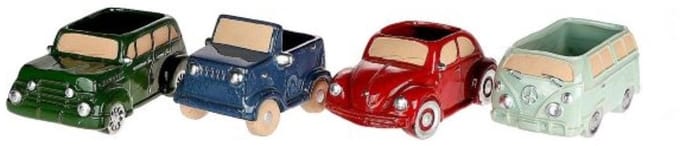 HBX natural living plantenbak speelgoed oldtimer rood karton decoratief.