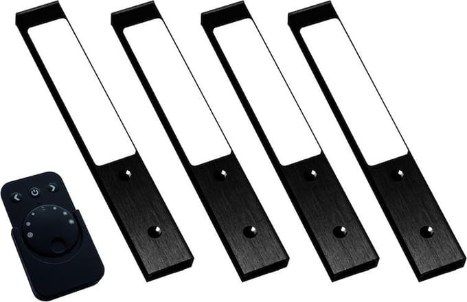 Rettangolo Emotion Led set van 4 langwerpige spots met dimmer 12V/15W zwart