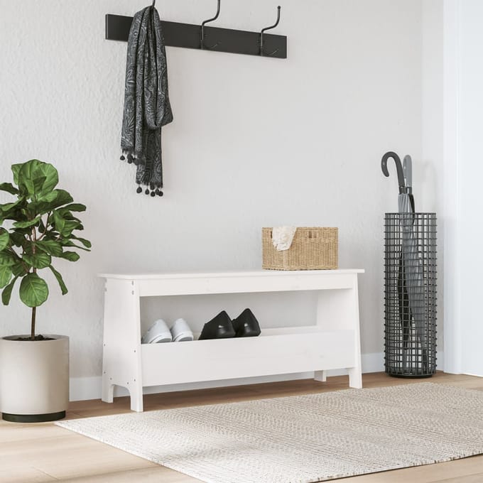 vidaXL - Halbank - 100x28x45 - cm - massief - grenenhout - wit