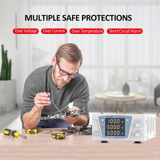 WANPTEK Alimentation CC Variable 100 V 5 A Alimentation d'établi Haute Puissance avec Affichage LED à 4 Chiffres EU Plug 60V 10A blanc